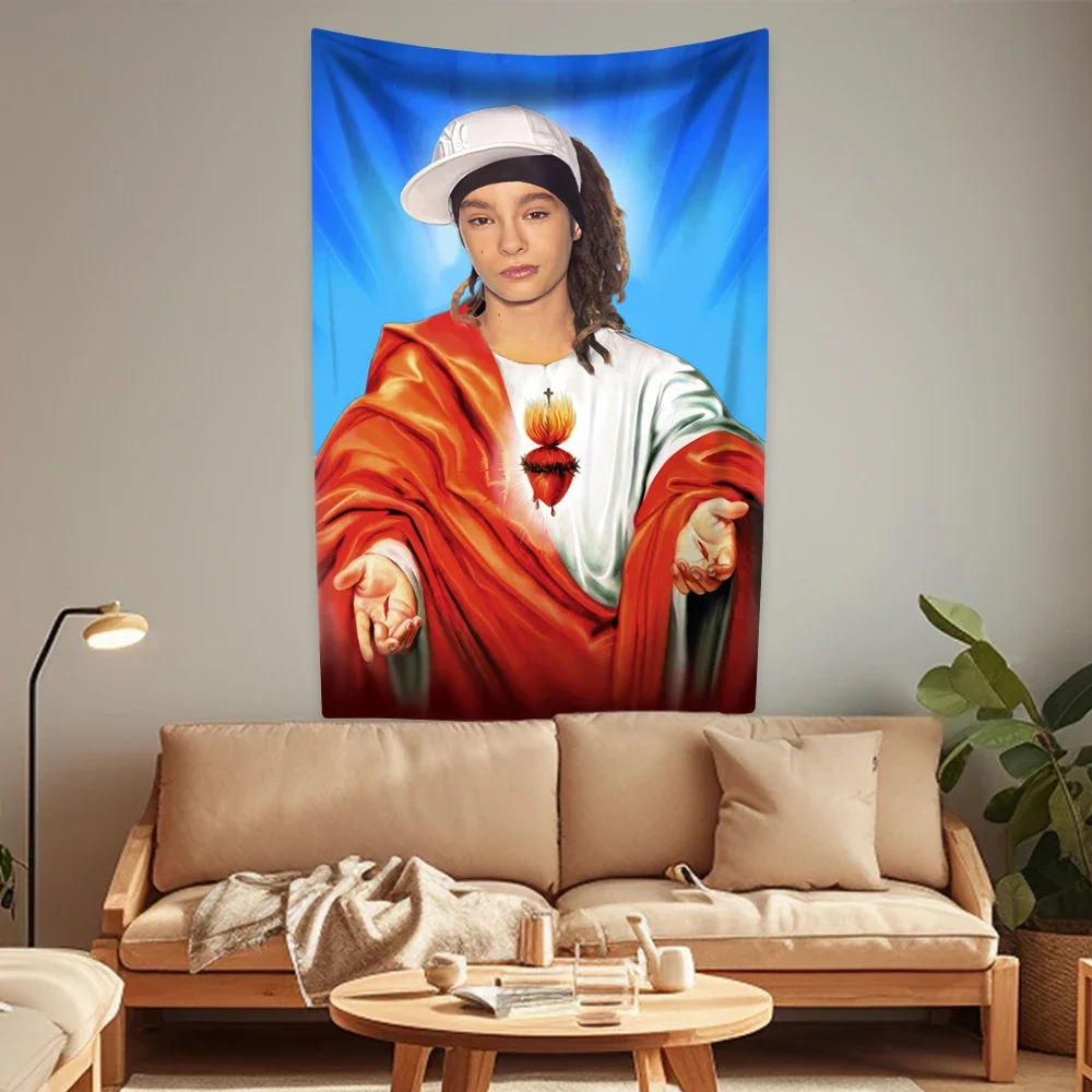 مغني الروك يسوع توم بيل كوليتز نسيج طوكيو فندق مضحك ديكور المنزل الجدار الشنق تغطي غرفة نوم عنبر الخلفية #1