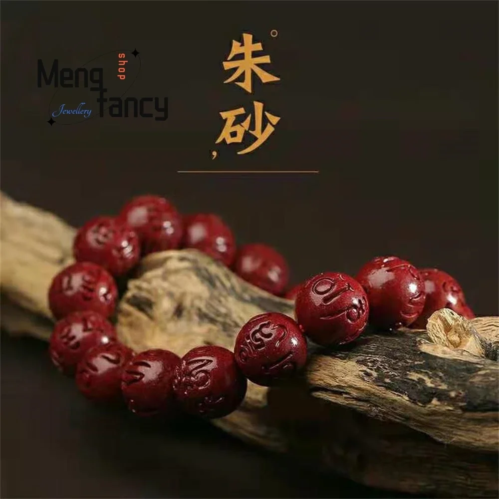 Cinnabar string Six-word Motto Genuine Natural Raw Mine High Content Purple Gold Sand Bracelet Exquisite Luxury Fashion Jewelry