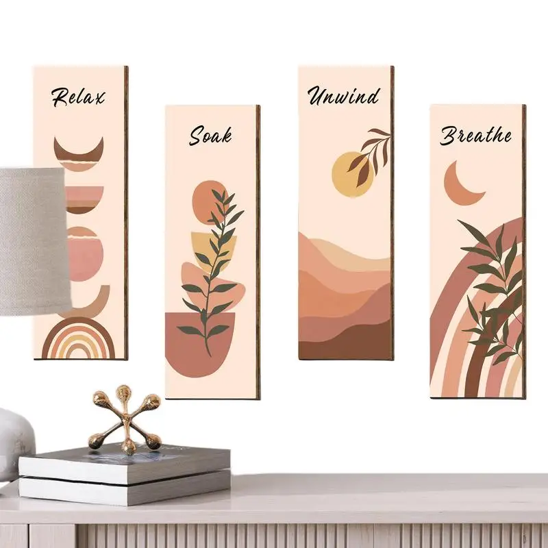 Boho Bathroom Wall Decor Relax Soak Unwind Breathe Bathroom Wall Art Farmhouse Wall Painting For Living Room