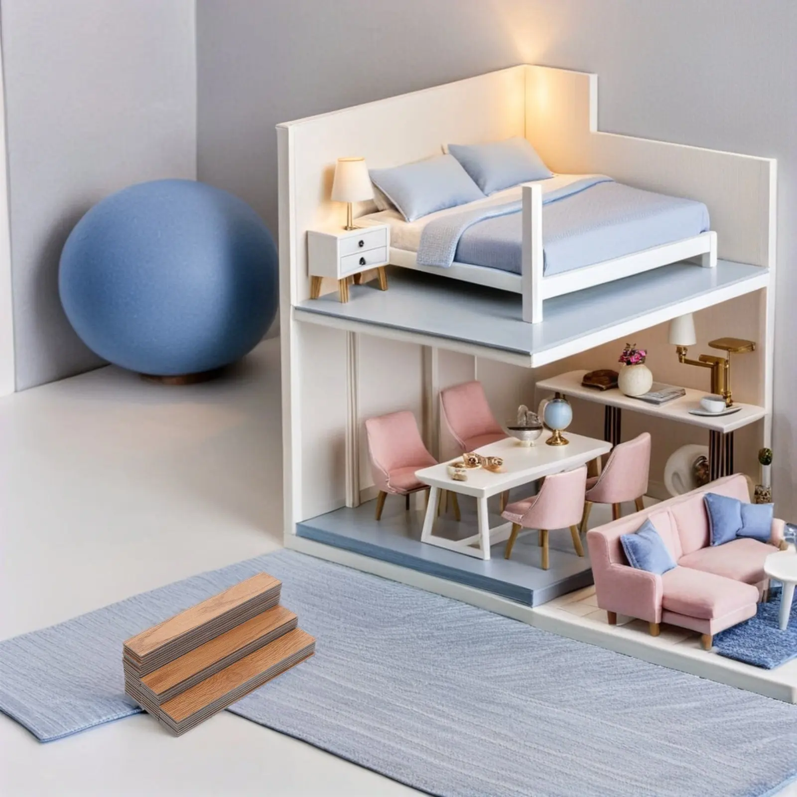 

40 шт. деревянных миниатюрных напольных досок для кукольного домика, масштаб 1:12, элегантные реалистичные напольные панели, компактные материалы для рукоделия для миниатюрного дома