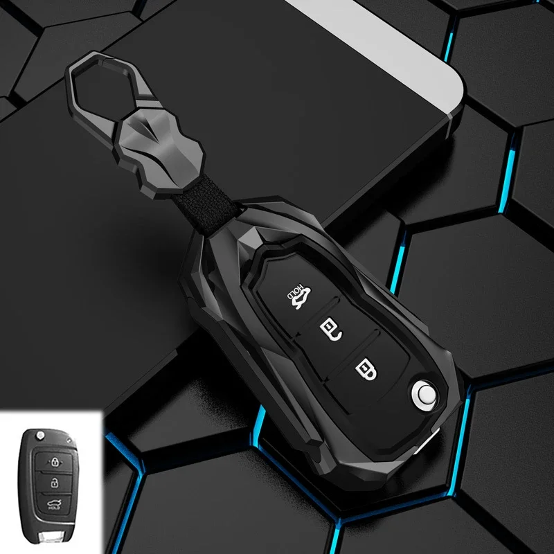 

Zinc Alloy Car Flip Key Case Cover For Hyundai Elantra Solaris Tucson I30 I35 I40 KONA Genesis Santa Fe Azera Holder Shell