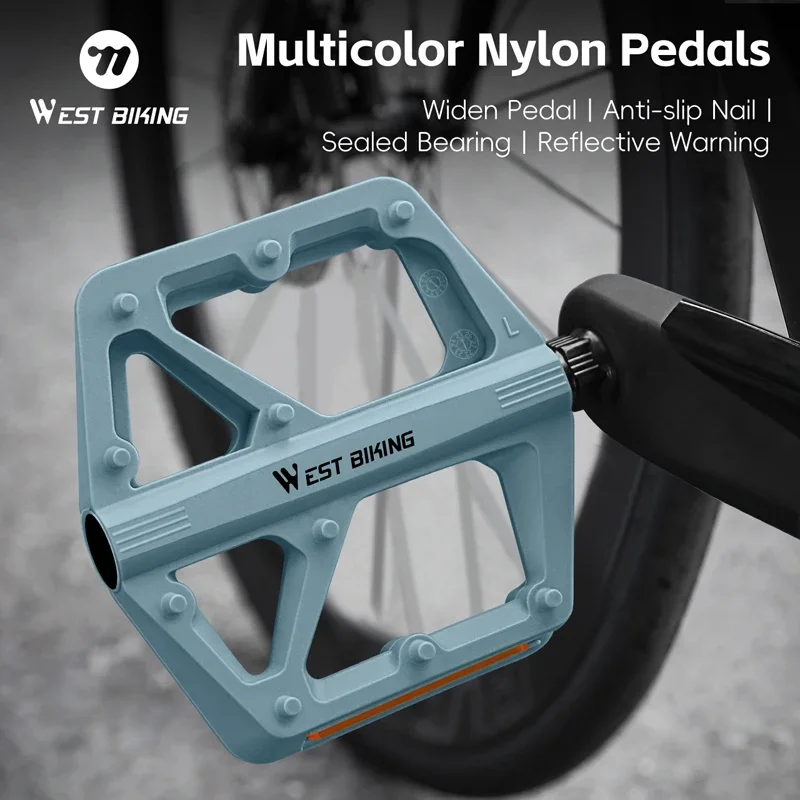 

WEST BIKING Bike Pedal Nylon Fiber Widened Sealed Bearings Bicycle Platform Pedal For MTB Road Bike Ultra-Light Bike Accessories