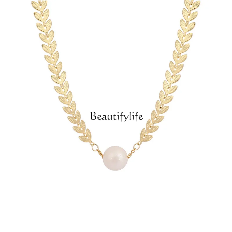 

Pearl Leaves Clavicle Necklace, Elegant Accessories, Personality