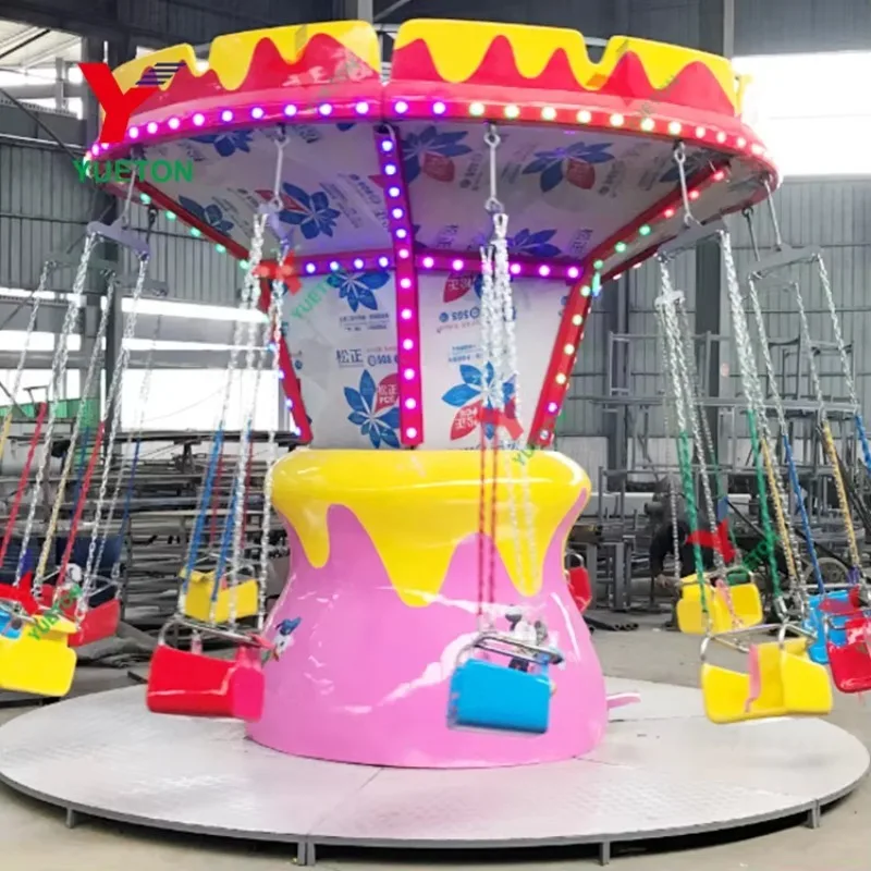 رخيصة الثمن Funfair Attraction Manege 12 مقعد كرنفال ركوب الخيل الاطفال سوينغ كاروسيل كرسي طائر صغير لملعب الأطفال