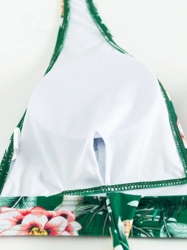 VigoBreviya Sexy 2025 Stampa 3 pezzi Maglia manica lunga Grembiule Bikini Set Push Up Vita alta Costumi da bagno Legato con cinturino Costume da bagno donna