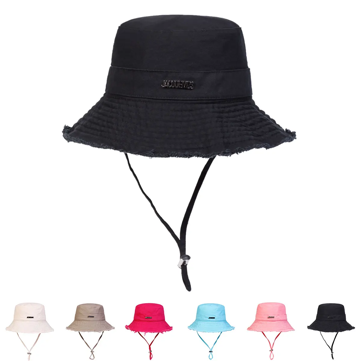 Women JACOUEMUS Label With Broken Edge Bucket Hats Spring and Autumn Fishermen Caps Outdoor Casual Cap Women Sunscreen Hat