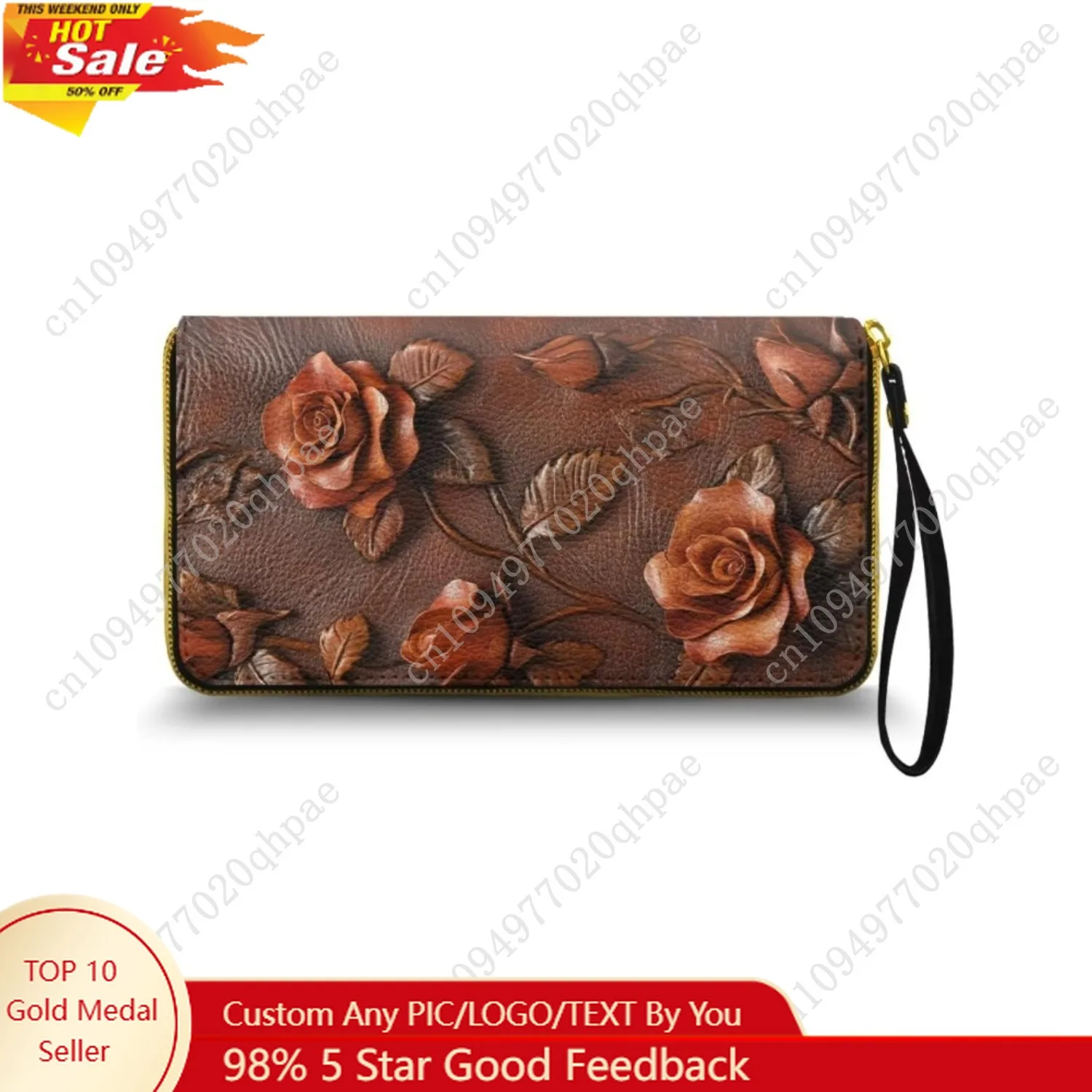 

Women's Wristlet Handbags, Bifold PU Leather Clutch Wallet with Strap, Long Slim Wallet for Shopping
