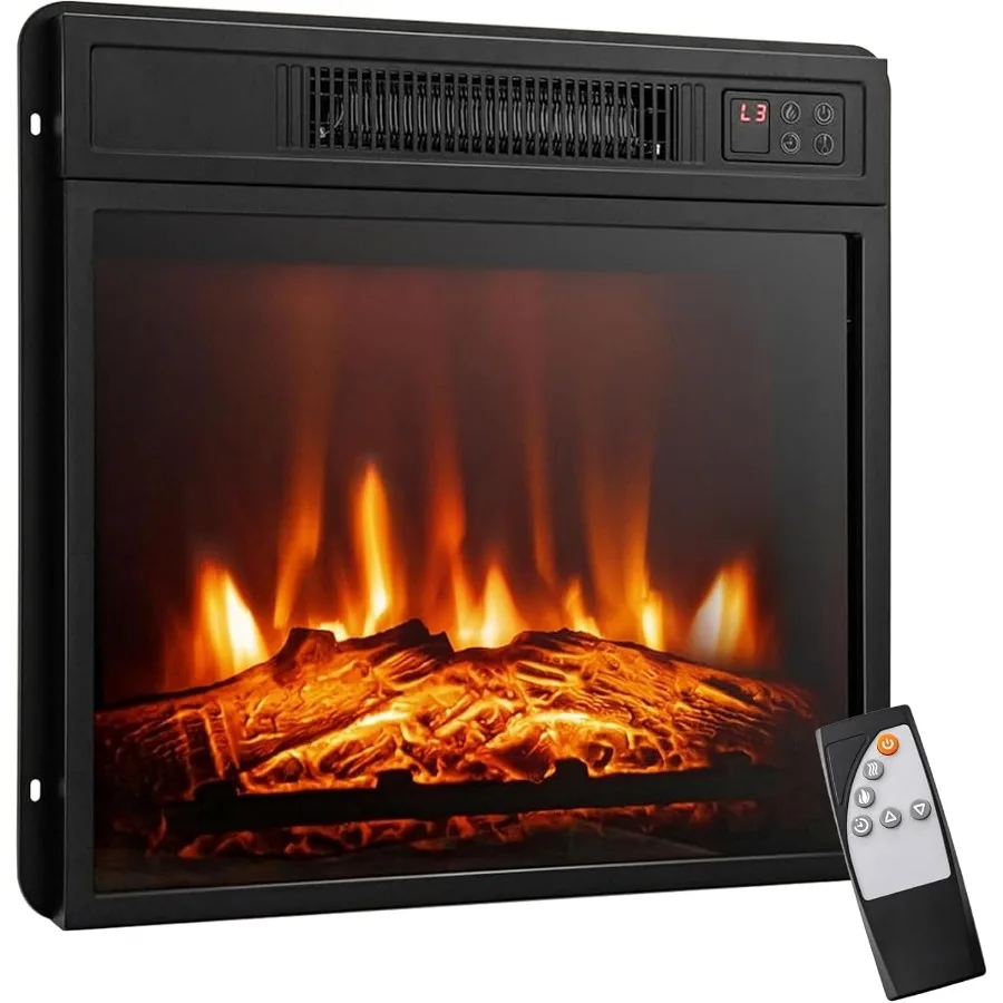

23 Inch Electric Fireplace Insert Recessed Heater with 3 Adjustable 3D Flame Effects and Remote Control 0.5-6H Timer Function 1