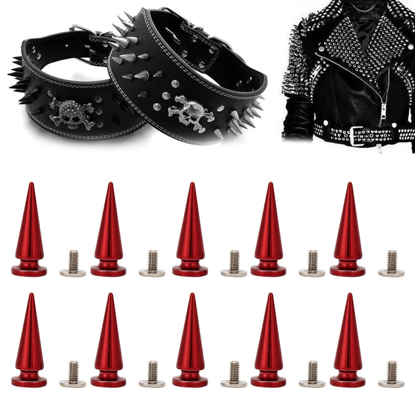 DIY 가죽 가방 신발용 구리 총알 리벳 금속 스터드, 나사 세트 포함, 10*26mm