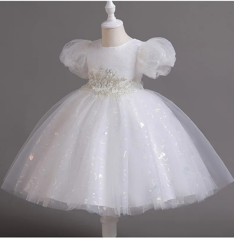 New 2024 Children Dress for Wedding Girl Party Dresses Tulle Kids' Pink Holiday Clothes Ceremony 3 to 12 Years