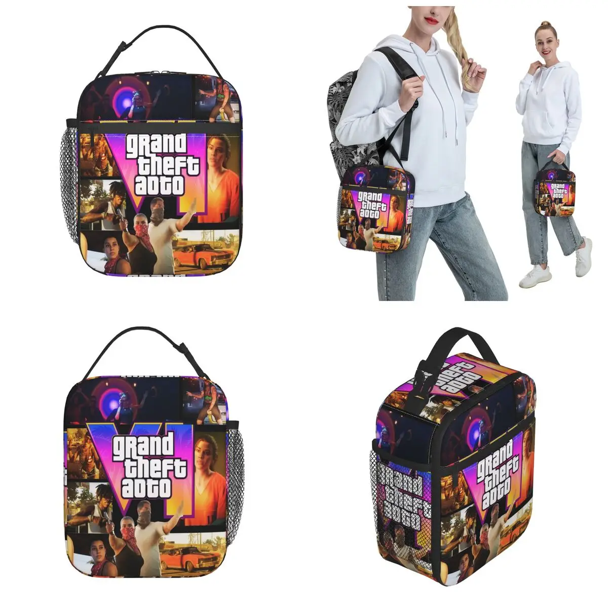 GTA6 GTA VI New Game Insulated Lunch Bags Lucia Food Bag Reusable Thermal Cooler Lunch Boxes For Picnic