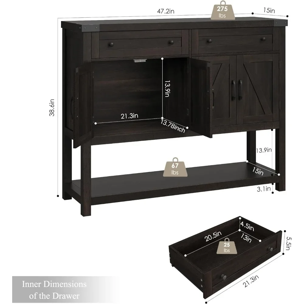 HOSTACK Buffet Sideboard Cabinet With Storage, 47.2