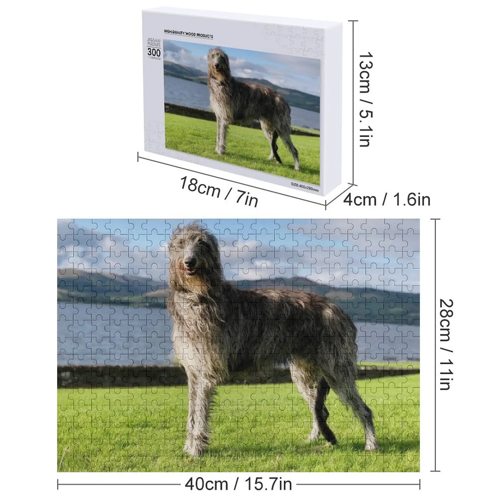 Atemberaubendes schottisches Deerhound in Schottland-Puzzle, individuelles Holz, personalisiertes Spiel für Kinder