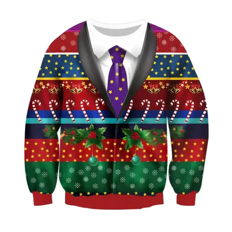 Happy Christmas Warm Santa Claus Ugly Sweater For Men Outdoor Festival Gift O-neck Pullover Ugly Sweaters Women Xmas New Year