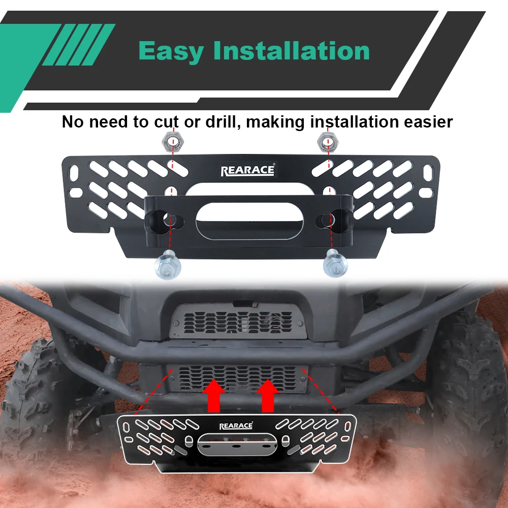 Pasuje do Polaris Ranger 700 / 800 Pełnowymiarowy 2010-2016 2017 Motocyklowy Przedni Uchwyt do Wciągarki Stalowa Płyta Montażowa Wciągarki UTV