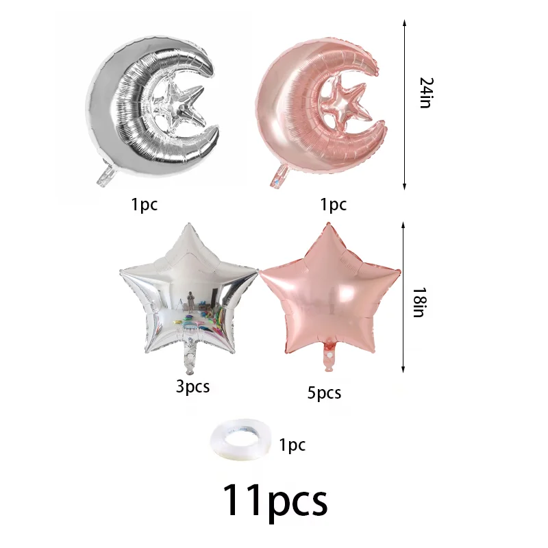 10 قطعة نجوم القمر احباط بالون مملوء بالهليوم عيد مبارك رمضان الديكور 2026 مسلم لوازم الحفلات الإسلامية رمضان كريم الهواء Globos