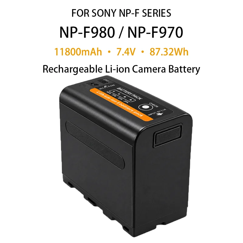 NP-F980 NP-F970 11800mAh 7.4V 87.32Wh Rechargeable Li-ion Camera Battery for Sony NP-F550 F570 F750 F770 F950 F960 F975
