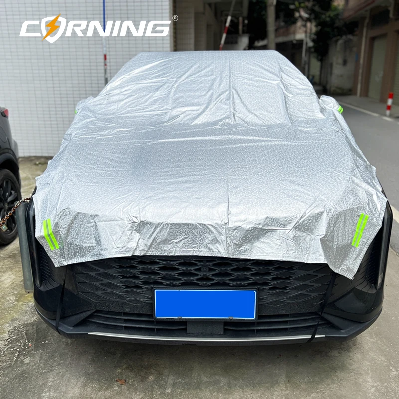 Auto-Halbabdeckung Wasserdicht UV-Schutz Autoabdeckung mit Spiegelabdeckungen Universeller Staub-, Schnee-, Frost- und Sonnenschutz für Limousinen und SUVs – Detail 1
