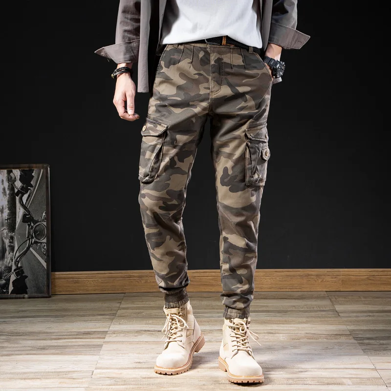 6 جيوب الصوف الدافئة الركض الشتاء البضائع السراويل للرجال سميكة أسود كاكي العمل السراويل مرونة الخصر ركض كوريا الملابس