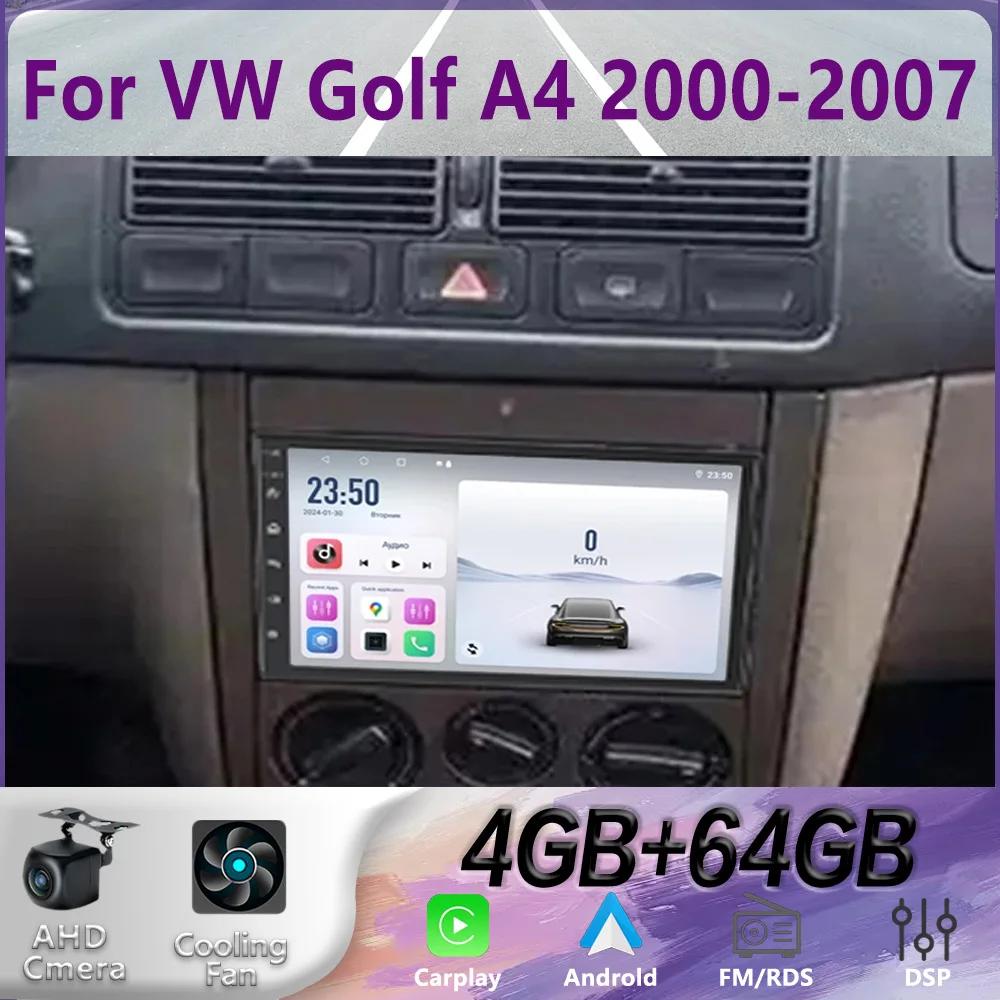 

7" 4GB+64GB For VW Golf A4 2000-2007 Car Radio Head Unit Steering Wheel Control Google Map GPS Android Auto