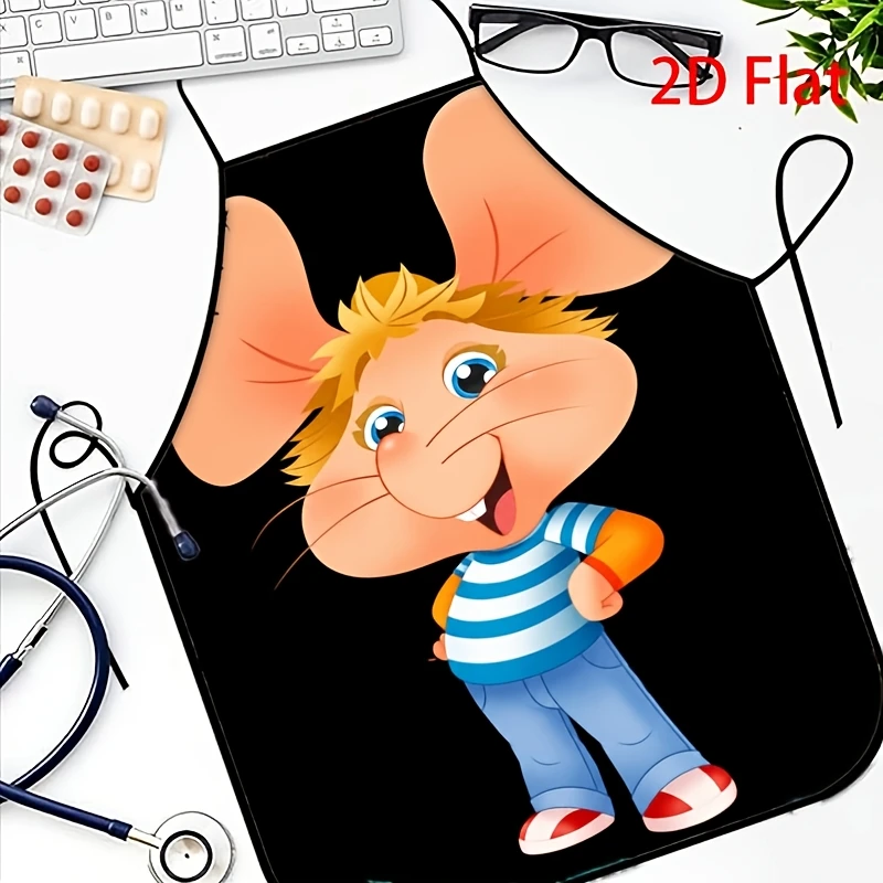 Cute Cartoon Mouse Apron, Funny Animal Character Graphic Cooking Bib, Kids Kitchen Decor, Novelty Gift for Boys Girls