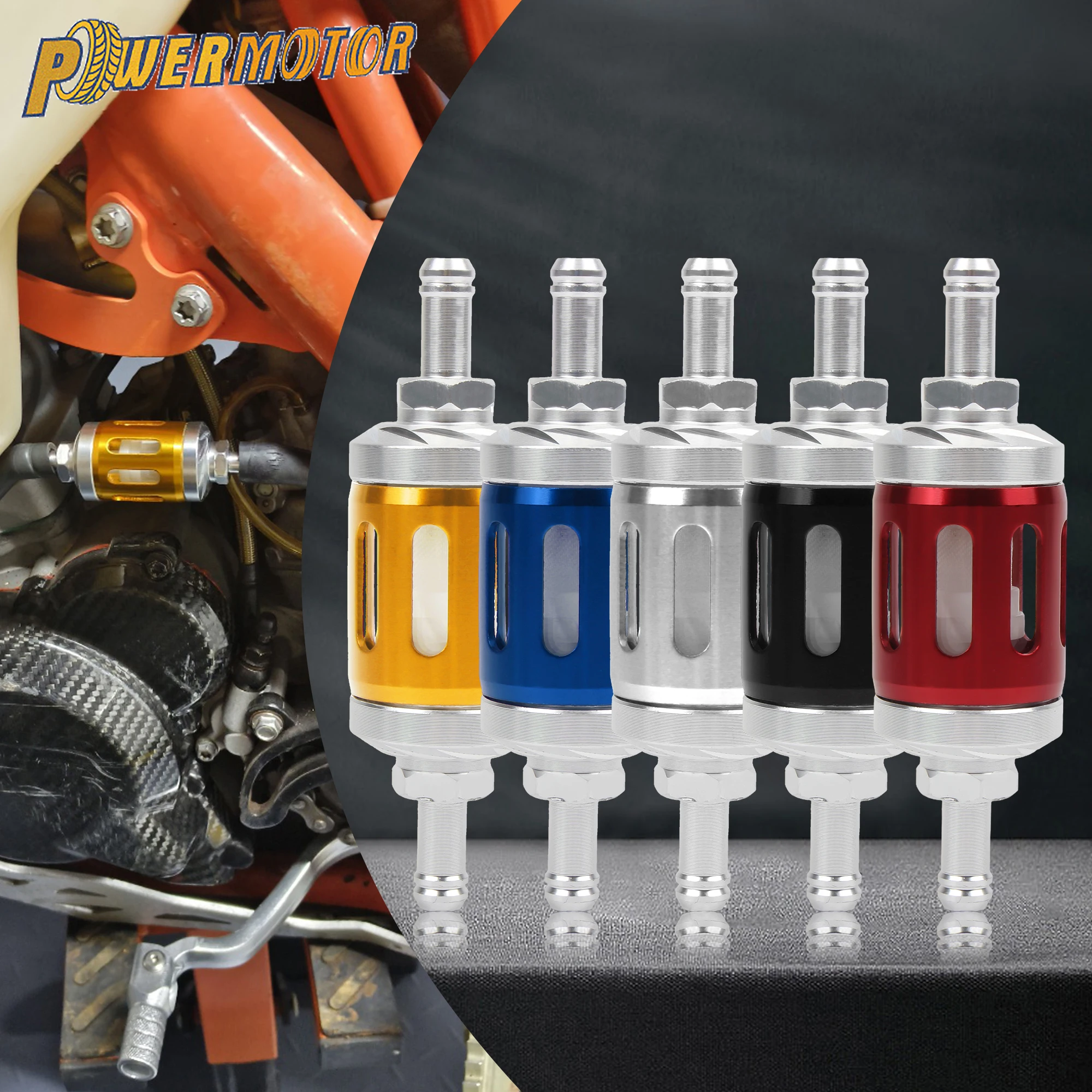 

Universal 8mm 0.31" Motorcycle CNC Aluminum Glass Gas Fuel Oil Filter For KTM Honda Suzuki Yamaha DirtBike Supermoto Modified