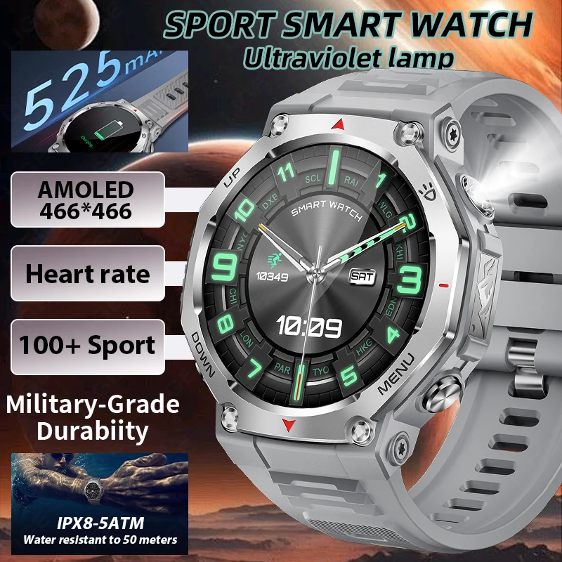 

LIGE Military Outdoor Smart Watch Men GPS Tracker 5ATM Waterproof Heart Rate Monitor Bluetooth Call Sports Fitness Watch