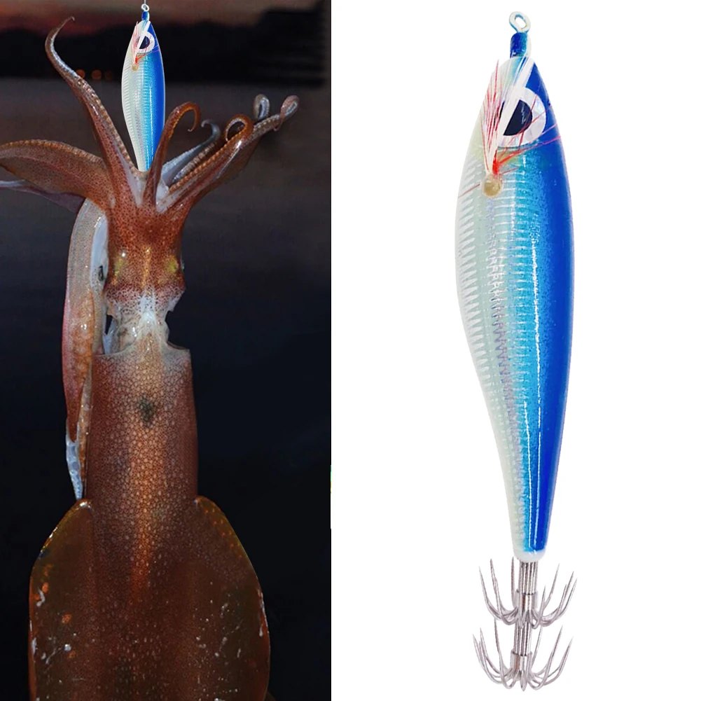 Esche da pesca luminose 10cm 10g esche da pesca per calamari fluorescenti crescono al buio simulazione accessori per la pesca in acqua salata