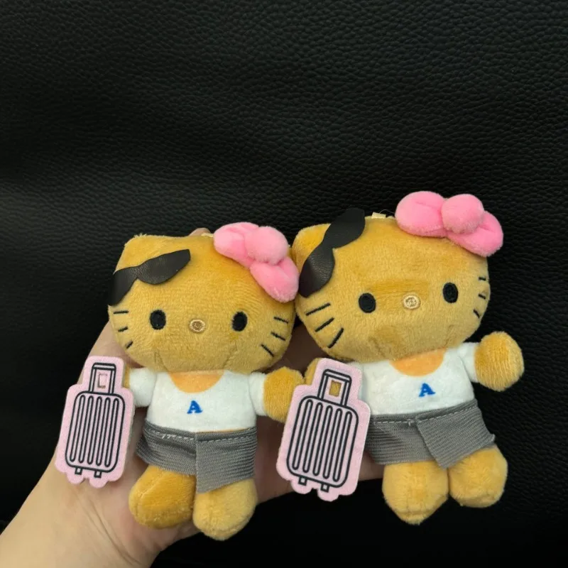 

Милый мультяшный новый черный кожаный чемодан Hellokittys для девочек, сумка с подвеской, плюшевая кукла, игрушка, брелок, украшение, детский подарок на день рождения