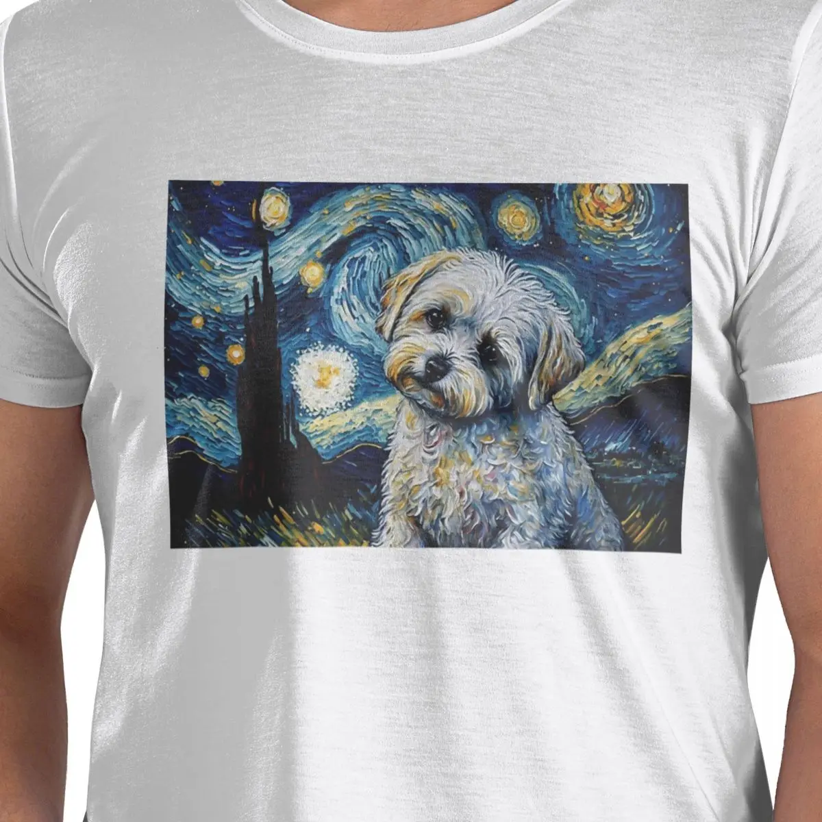 

Maltese Terrier Puppy Starry Night 100% Cotton T-Shirt Men's Classic T Shirts Men O-Neck Short Sleeve S-6XL