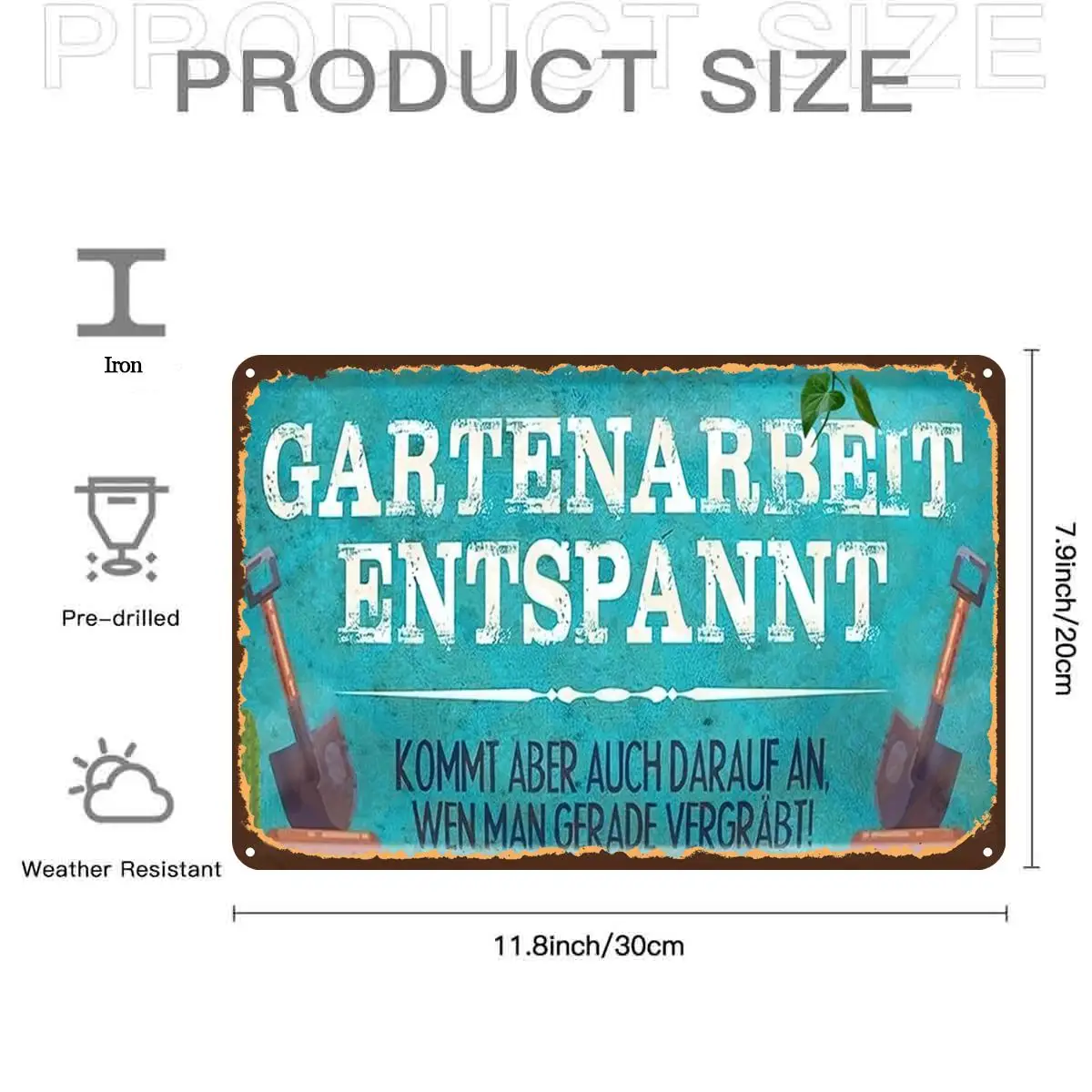 2D Flat,1pc,Retro VintageGarden Work Relaxation SignMetal Tin Sign, Pre-Drilled Holes, Suitable for Indoor, Garden,Outdoor, Home