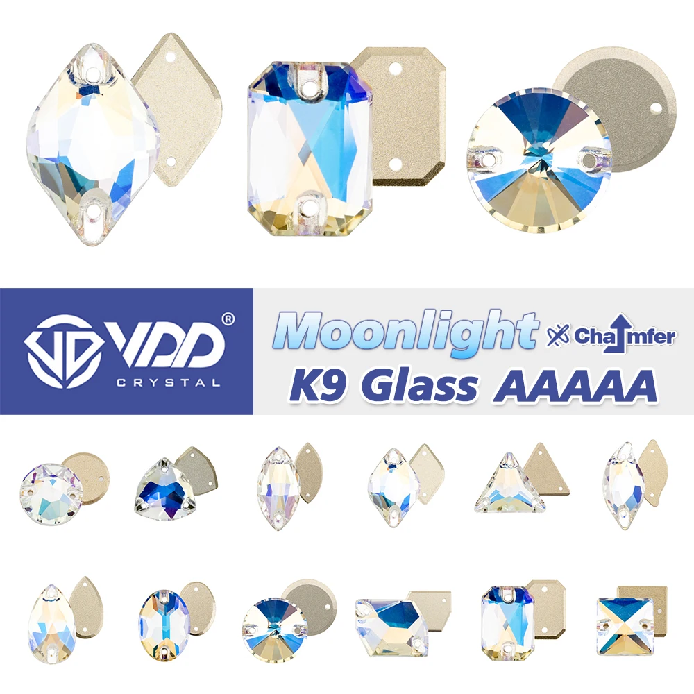 VDD S256 Moonlight AAAAA Top Quality K9 Glass Sew On Rhinestones Crystal Sewing Flatback Stones For Craft Clothes Wedding Dress