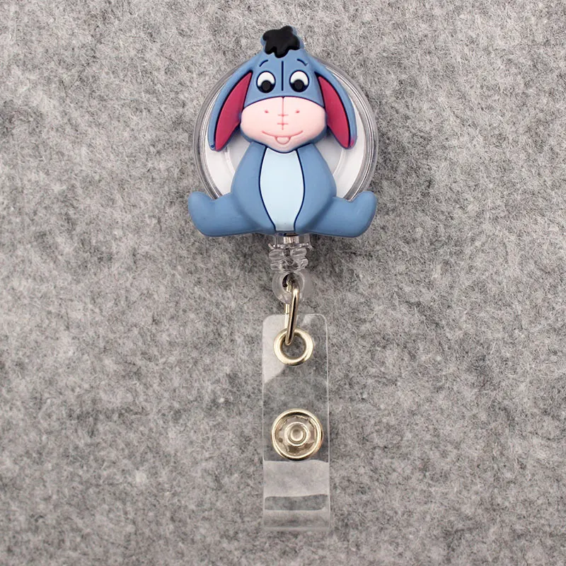 Eeyore-carrete de insignia retráctil de dibujos animados para enfermera, Doctor, tarjetero, suministros de oficina y Hospital, tarjeta de nombre