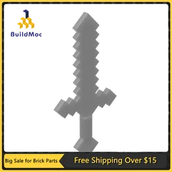 10Pcs MOC Parts 18787 Weapon Pixelated Sword Compatible Bricks DIY Assmble Building Blocks Particle Kid Puzzle Brain Toy Gift