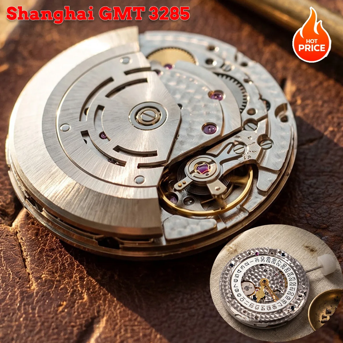 Hot Shanghai GMT 3285 Automatic Mechanical Movement 4 Hands VR-3285 Blue Balance Modification Replace Movement 3285 31 Jewels