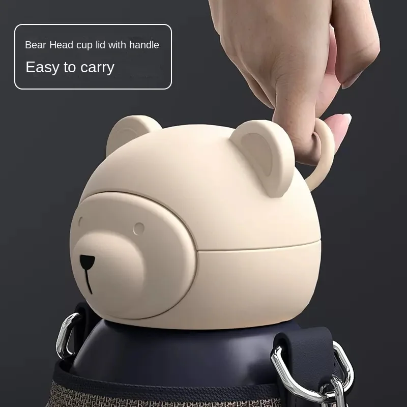 Urso bens copo de vácuo feminino grande capacidade chaleira infantil portátil palha boa aparência internet celebridade grande barriga copo de água