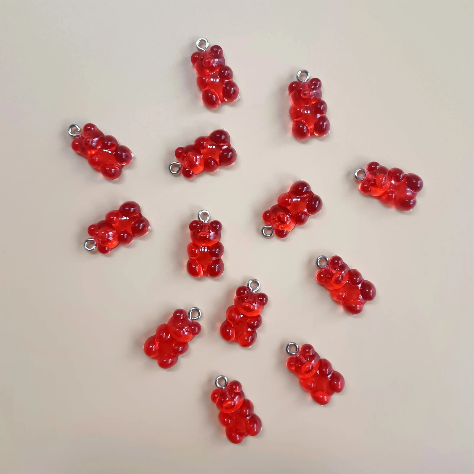 20 Stück bunter Süßigkeiten-Teddybär-Gummie-Schmuck, DIY-Anhänger, niedliche Ohrring-Halskette, kreative Entdeckung, 20 x 10 mm – Detail 4
