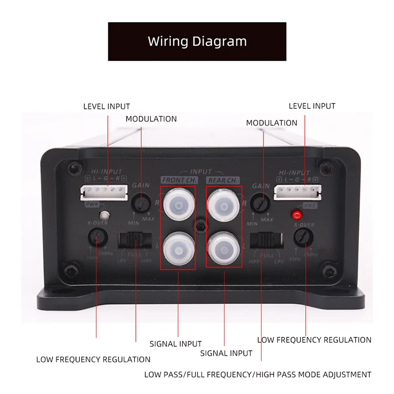 Class D Digital Amplifier High-Power Amplifier Car Audio Modification 4 Channel Car Amplifier Four-Way Car Amplifier