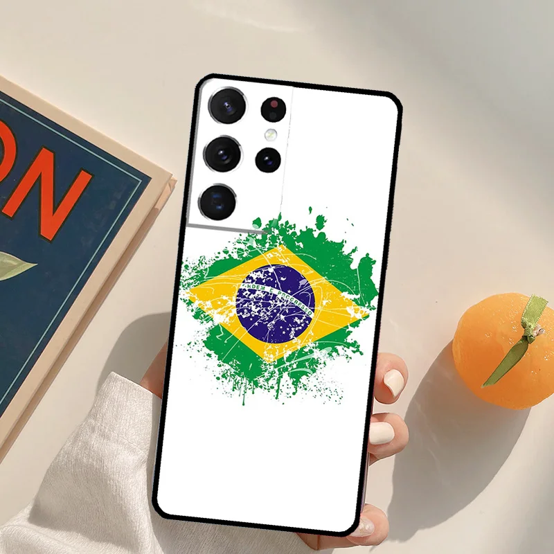 Custodia con bandiera brasiliana brasiliana per Samsung S22 S23 Ultra S8 S9 S10 S10e Note 10 Plus Note 20 Ultra S21 S20 FE Cover