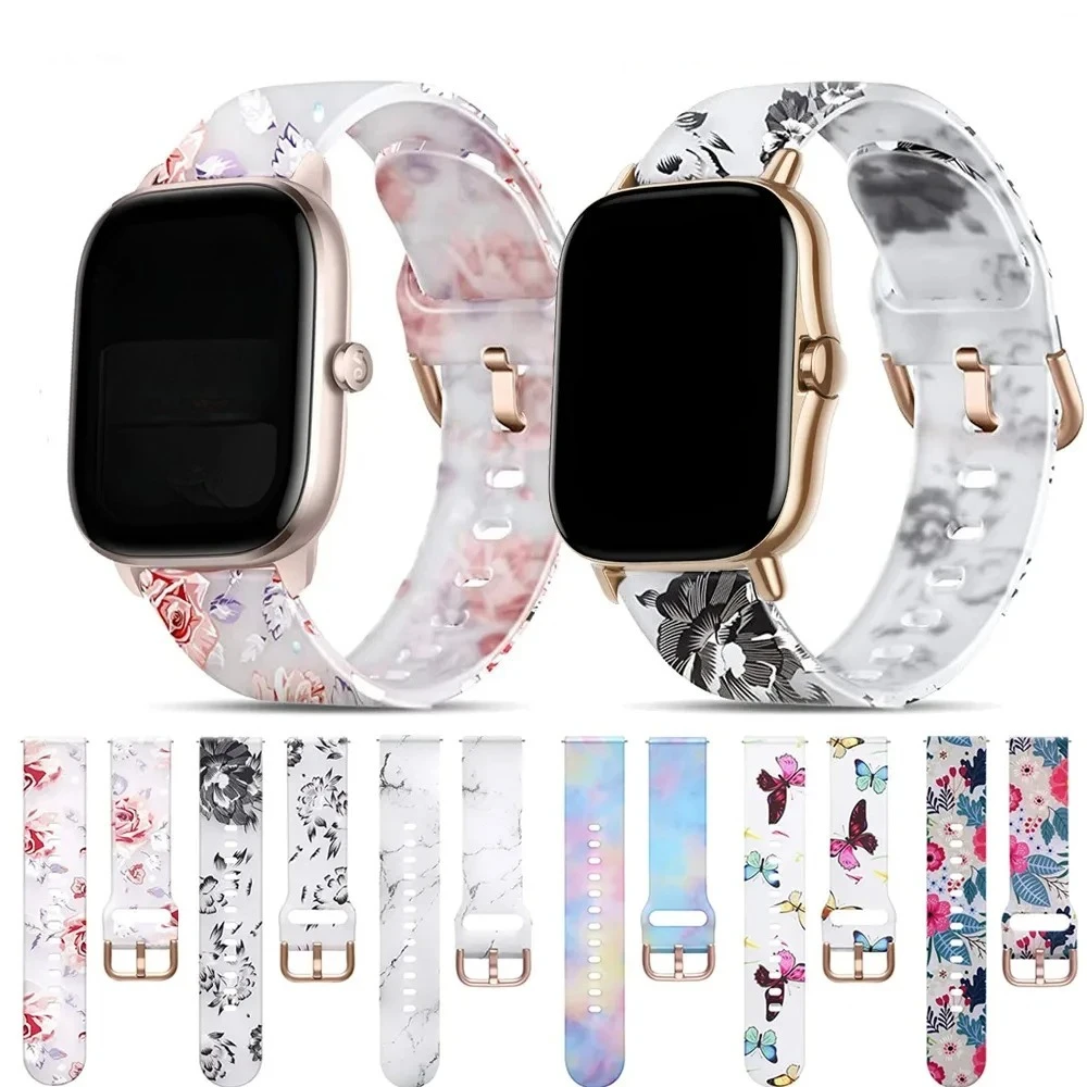20mm Silikon Druck Armband Band Für Amazfit GTS 4/3/2/2e/GTS2 Mini/GTR 42mm/GTS4 Mini Mädchen Armband Bip 3 Pro/U Armband