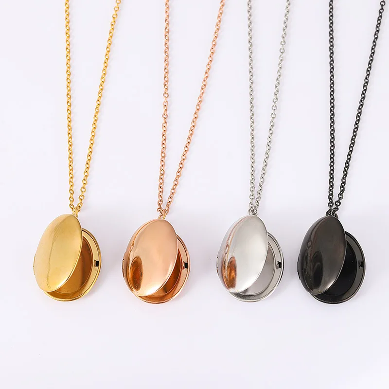 

10pcs/lot Stainless Steel Mirror Polish Necklace Oval Photo Frame Memory Locket Pendant Necklaces 50cm Can Open