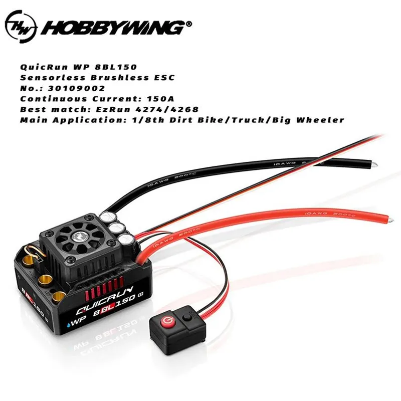 HOBBYWING QuicRun WP 8BL150 G2 150A Brushless ESC for 1/8 RC Model Car Buggy Accessories