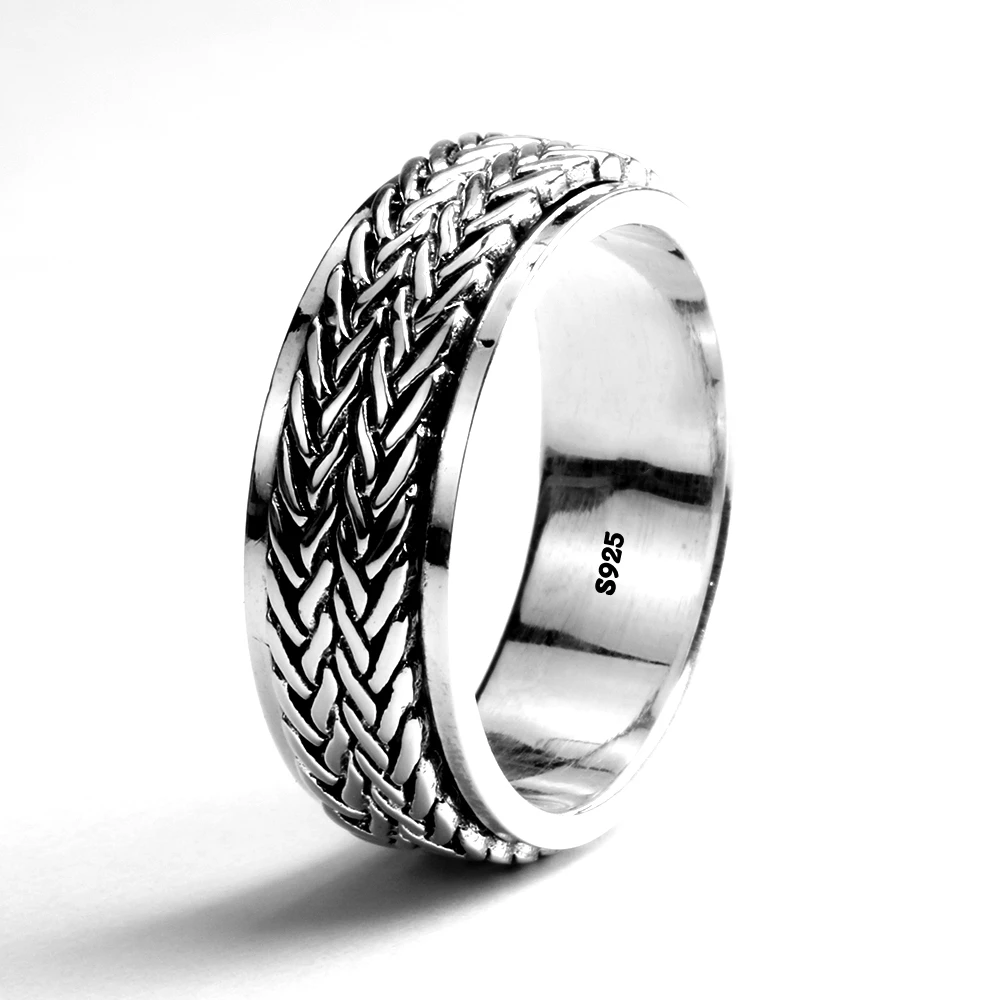 S925 Sterling Silver Rings Argent 925 Rings For Women Men Spinner Pure Silver Ring Solid Silver Jewelry Birthday Gifts