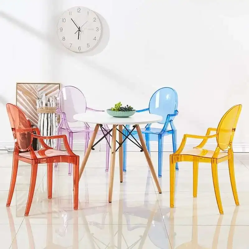 with Transparent Plastic Acrylic Armrests Children's and Backrests PC Chair Children's Version Baby Chair 4pcs Home Furniture