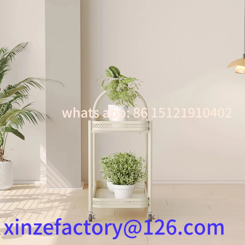 Customizable Minimalist Iron Flower Pot Stand  Movable  Planter Rack  Easy-Clean Rolling Shelf