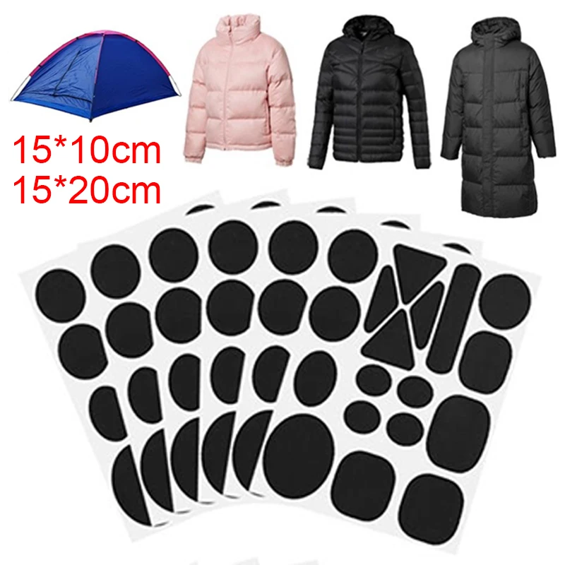 Black Self Adhesive Patches For Down Jackets Pants T-shirt Clothes Raincoat Umbrel Cloth Tent Sticker Washable Repair Hole Patch