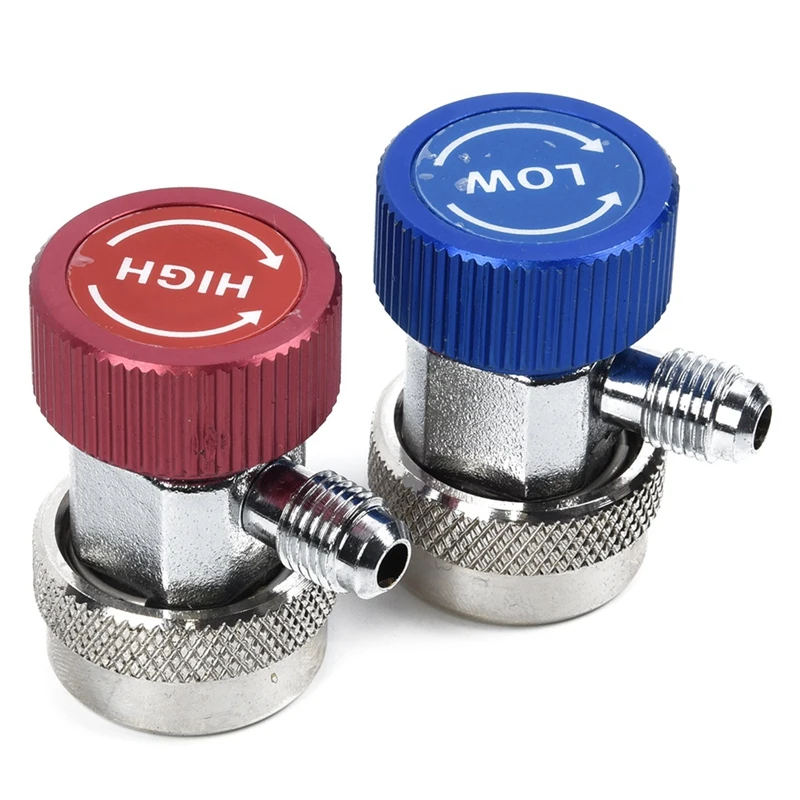 

2 Sets Of Auto Air Conditioner Quick Connector Adapter H/L Manifold Connector Suitable For R134A