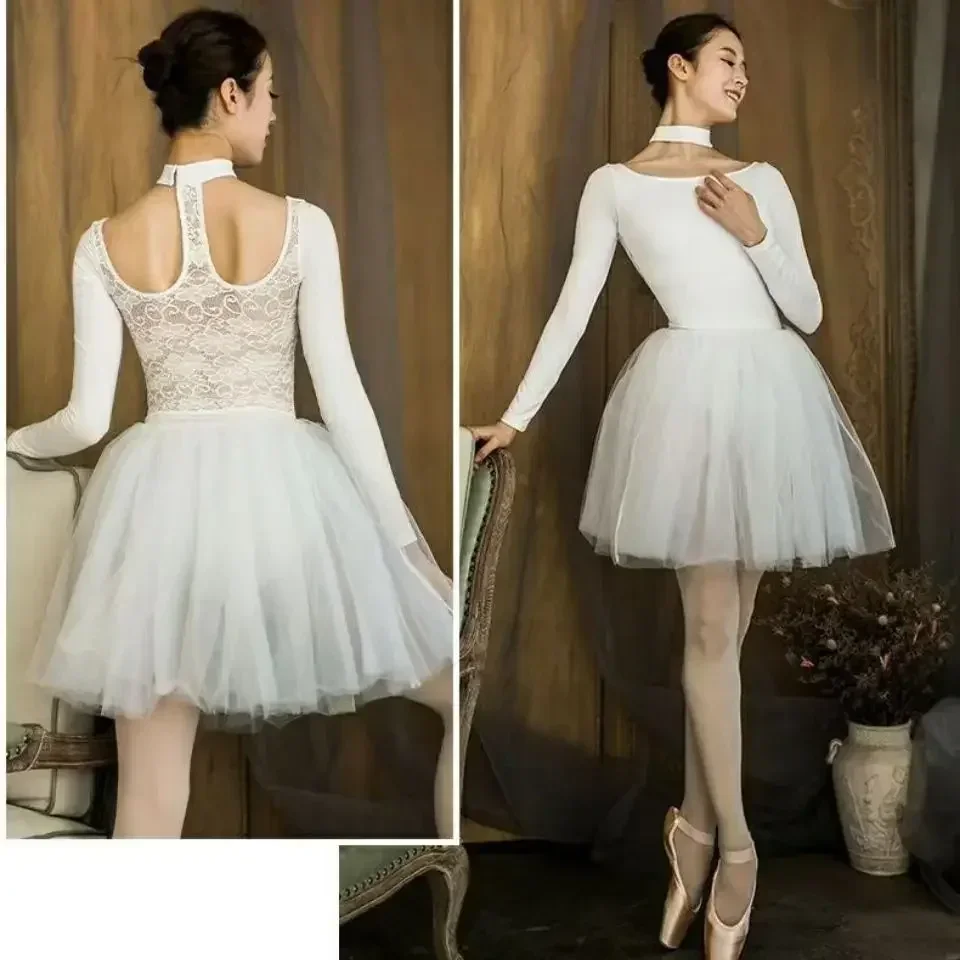 

Ballet Leotards For Women Dancewear Hollow Out Stand-up Collar Adult Ballerina Clothes Long Sleeve Leotard Swimwear Costume