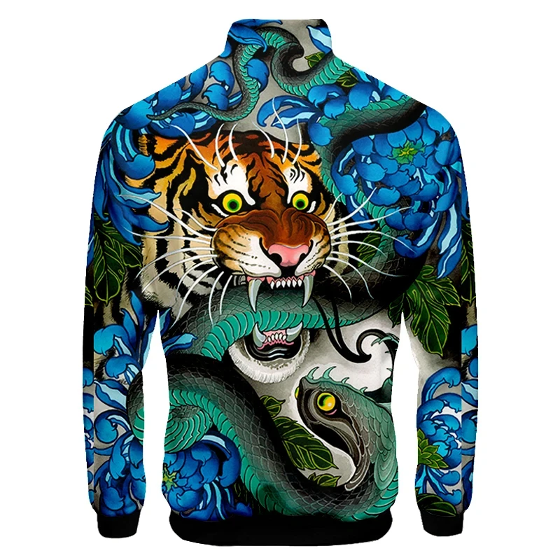 3D Printed Newest Funny Tiger Jacket For Men Outdoor Street Oversized Coat Floral Pattern Zipper Jackets Women Kids Clothes