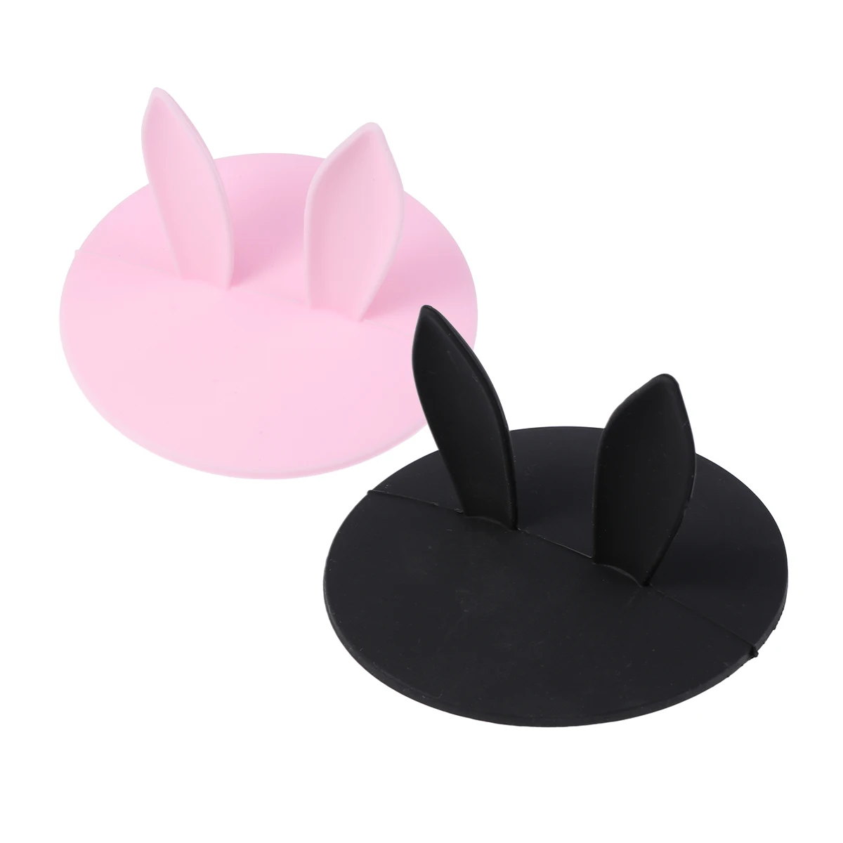 

2pcs Rabbit Ear Cup Lids 10Cm Silicone Reusable Dust Proof Sealing Tight Creative Design For All Cups Includes Pink Black Set